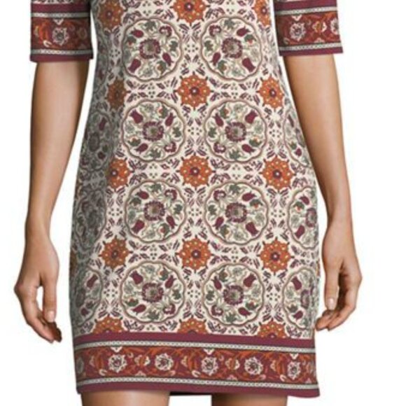Max Studio Mixed Maroon Rust Flower Print Stretch 3/4 Sleeve XS Dress - Picture 5 of 5